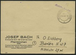 ALL. BES. GEBÜHR BEZAHLT PFARRKIRCHEN (NIEDERBAY), 21.6.46, Violetter L1 Gebühr Bezahlt, Prachtkarte - Autres & Non Classés