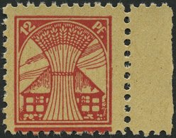 MECKLENBURG-VORPOMMERN 18dG **, 1945, 12 Pf. Bräunlichrot, Druck Auf Gummiseite, Rechtes Randstück, Pracht, Fotoattest K - Autres & Non Classés