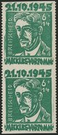 MECKLENBURG-VORPOMMERN 20aUw Paar **, *, 1945, 6 Pf. Hellgrün Faschismus, Waagerecht Ungezähnt, Im Senkrechten Paar, Obe - Altri & Non Classificati