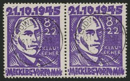 MECKLENBURG-VORPOMMERN 21I,II O, 1945, 8 Pf. Faschismus, Plattenfehler I Und II Zusammen Im Waagerechten Paar (Felder 26 - Altri & Non Classificati