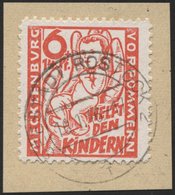 MECKLENBURG-VORPOMMERN 26a BrfStk, 1945, 6 Pf. Lebhaftrötlichorange Kinderhilfe, Prachtbriefstück, Gepr. Kramp, Mi. 60.- - Otros & Sin Clasificación