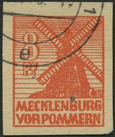 MECKLENBURG-VORPOMMERN 34yb O, 1946, 8 Pf. Rotorange, Graues Papier, Pracht, Gepr. Kramp, Mi. 2500.- - Altri & Non Classificati