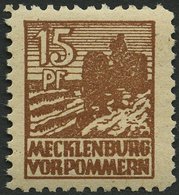 MECKLENBURG-VORPOMMERN 37yd **, 1946, 15 Pf. Mittelsiena, Graues Papier, Pracht, Gepr. Thom, Mi. 80.- - Otros & Sin Clasificación