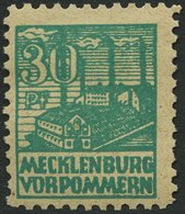 MECKLENBURG-VORPOMMERN 39zb *, 1946, 30 Pf. Dunkelopalgrün, Dünnes Papier, Falzrest, Pracht, Fotoattest Kramp, Mi. 750.- - Other & Unclassified