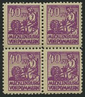 MECKLENBURG-VORPOMMERN 40yb VB **, 1946, 40 Pf. Violettpurpur Im Viererblock, Pracht, Gepr. Kramp, Mi. 400.- - Autres & Non Classés