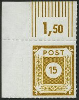 OST-SACHSEN 47bG **, 1945, 15 Pf. Lebhaftgelbocker Loschwitz, Linke Obere Bogenecke, Pracht, Gepr. Ströh, Mi. (600.-) - Autres & Non Classés