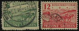 PROVINZ SACHSEN 85/6waA O, 1945, 6 Pf. Grün Und 12 Pf. Dunkelrosarot, Vierseitig Gezähnt, Pracht, Gepr. Ströh, Mi. 60.- - Sonstige & Ohne Zuordnung