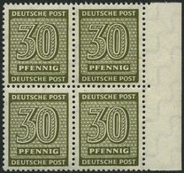 WEST-SACHSEN 135Xa VB **, 1945, 30 Pf. Bräunlicholiv, Wz. 1X, Im Randviererblock, Pracht, Gepr. Dr. Jasch, Mi. 880.- - Other & Unclassified