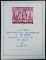 DDR Bl. 10III **, 1954, Block Briefmarken-Ausstellung Mit Abart Punkt über Rechtem Oberem Block-Einfassungsornament, Pra - Oblitérés