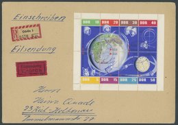 DDR 926-33 BRIEF, 1962, 5 Jahre Weltraumflüge Im Kleinbogen Auf Eil-Einschreibbrief, Rechter Rand Nicht Durchgezähnt, Pr - Usati