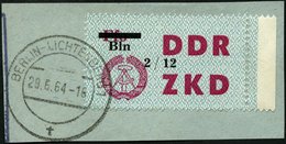 DIENSTMARKEN C D 46XIIPF I BrfStk, 1964, Laufkontrollzettel Volkseigener Betriebe (VVB), Schwarze Kontrollnummer 2/12, M - Other & Unclassified