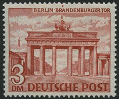 BERLIN 59I *, 1949, 3 DM Bauten Mit Abart Farbiges Rechteck Im Markenrand über RA In Brandenburg, Pracht, Mi. (700.-) - Autres & Non Classés