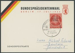 BERLIN 118 BRIEF, 1954, 20 Pf. Wahl Des Bundespräsidenten Auf Ersttagskarte, Pracht, Mi. 60.- - Autres & Non Classés