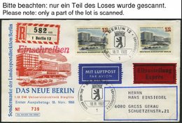 BERLIN 254-65 BRIEF, 1965/6, Berlin Komplett Auf 12 Einschreiben Mit Mehrfachfrankaturen Vom Ersttag, Pracht - Other & Unclassified