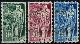 BADEN 50-52 O, 1949, Schurz, Prachtsatz, Endwert Gepr. Schlegel, Mi. 110.- - Autres & Non Classés