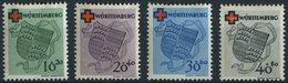 WÜRTTEMBERG 40-43 *, 1949, Rotes Kreuz, Falzrest, Prachtsatz, Mi. 80.- - Altri & Non Classificati