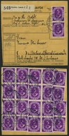 BUNDESREPUBLIK 125 BRIEF, 1953, 5 Pf. Posthorn, 22x Als Seltene Mehrfachfrankatur Auf Paketkarte Aus BREMEN-LESUM, Dabei - Used Stamps