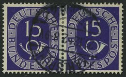 BUNDESREPUBLIK 129 Paar O, 1951, 15 Pf. Posthorn Im Waagerechten Paar, Pracht, Mi. 180.- - Used Stamps