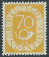 BUNDESREPUBLIK 136 *, 1952, 70 Pf. Posthorn, Falzrest, Pracht, Mi. 180.- - Usati