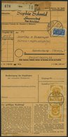 BUNDESREPUBLIK 136 Paar BRIEF, 1954, 70 Pf. Posthorn Im Senkrechten Paar Als Mehrfachfrankatur Rückseitig Auf Paketkarte - Usados