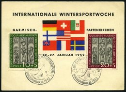 BUNDESREPUBLIK 139/40 BRIEF, 1951, Marienkirche Auf Karte Mit Sonderstempel GARMISCH PATENKIRCHEN WINTERSPORTWOCHE, 10 P - Used Stamps