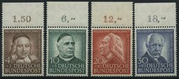 BUNDESREPUBLIK 173-76 **, 1953, Helfer Der Menschheit, Oberrandstücke, Prachtsatz - Usados