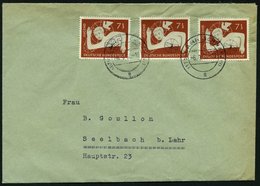 BUNDESREPUBLIK 232 BRIEF, 1956, 7 Pf. Jugend, 3x Auf Prachtbrief, Mi. 100.- - Gebraucht