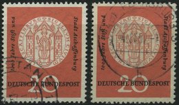 BUNDESREPUBLIK 255I/II O, 1957, Aschaffenburg, Je Mit Abart Una Statt Und Und Obere Steinfuge Fehlt, üblich Gezähnt Prac - Usati