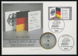 BUNDESREPUBLIK 1421 BRIEF, 1989, 100 Pf. 40 Jahre Bundesrepublik Auf Numisbrief Mit 10 DM-Silbermünze, Pracht - Used Stamps