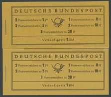 MARKENHEFTCHEN MH 4X **, 1958, Markenheftchen Heuss/Ziffer Mit Randleistenvarianten I Und II, 2 Postfrische Prachtheftch - Other & Unclassified