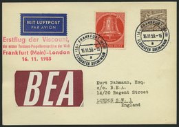 ERST-UND ERÖFFNUNGSFLÜGE 2455 BRIEF, 16.11.53, Frankfurt-London, 15 Pf. Berlin Privat-Ganzsachenkarte Mit Mi.Nr. 103 Zus - Storia Postale