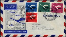 DEUTSCHE LUFTHANSA 32 BRIEF, 17.5.1955, Frankfurt-Paris, Prachtbrief - Gebraucht