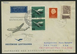 DEUTSCHE LUFTHANSA 40 BRIEF, 11.6.1955, Hamburg-New York, Brief Aus Holland Mit Hölländischer Und Deutscher Frankatur, P - Used Stamps