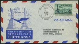 DEUTSCHE LUFTHANSA 60 BRIEF, 23.4.1956, New York-Paris, Prachtbrief - Used Stamps