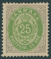 DÄNEMARK 29IYA *, 1875, 25 Ø, Normaler Rahmen, Wz. 1Y, Gezähnt K 14:131/2, Falzrest, Pracht, Mi. 65.- - Usado