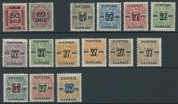 DÄNEMARK 82-96 *, 1915/8, Dienst- Und Verrechnungsmarken, Falzrest, 2 Prachtsätze (15 Werte), Mi. 120.- - Oblitérés