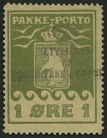 GRÖNLAND - PAKKE-PORTO 4A O, 1919, 1 Ø Grünoliv, (Facit P 4II), Pracht - Spoorwegzegels