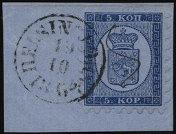 FINNLAND 3A BrfStk, 1860, 5 Kr. Blau Auf Blaugrau, K1 HELSINGFORS Und Federzug, Alle Zungen Vollständig, Kabinettbriefst - Altri & Non Classificati