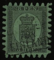 FINNLAND 6Bx O, 1866, 8 P. Schwarz Auf Grün Mit Seltenem R3 LADBREF FRAN FINNLAND, Praktisch Alle Zungen, Punkthelle Ste - Autres & Non Classés
