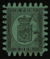 FINNLAND 6Cx O, 1867, 8 P. Schwarz Auf Grün, Alle Zungen, Pracht - Sonstige & Ohne Zuordnung