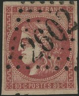 FRANKREICH 44a O, 1870, 80 C. Rosa, Nummernstempel 2602, Leichte Bugspur Sonst Pracht, Mi. 300.- - Sonstige & Ohne Zuordnung
