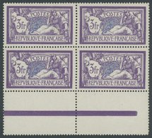 FRANKREICH 181 VB **, 1925, 3 Fr. Violett/blau Allegorie Im Randviererblock, Postfrisch, Pracht, Mi. 200.- - Otros & Sin Clasificación