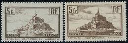 FRANKREICH 240a,b **, 1929, 5 Fr. Mont-Saint-Michel, Beide Farben, Postfrisch, 2 Prachtwerte, Mi. 75.- - Sonstige & Ohne Zuordnung
