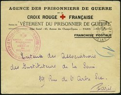 FRANKREICH FELDPOST 1915, Orts-Vordruckbrief Der Französischen Rotkreuzgesellschaft Mit Portofreiheitsvernerk Und Rotem  - Oorlogszegels