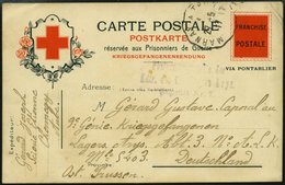 FRANKREICH FELDPOST 1917, Kriegsgefangenen-Vordruckkarte Vom Roten Kreuz Mit Gebührenfreiheitsvermerk In Ein Lager Nach  - War Stamps