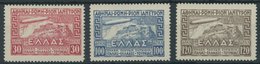 GRIECHENLAND 352-54 **, 1933, Graf Zeppelin, Prachtsatz, Mi. 380.- - Autres & Non Classés