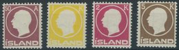ISLAND 72-75 *, 1012, 50 A. - 5 Kr. König Frederik VIII, Falzrest, 4 Prachtwerte, Mi. 201.- - Sonstige & Ohne Zuordnung