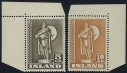 ISLAND 230,240A **, 1943/5, 5 Und 10 Kr., Gezähnt K 14, Postfrisch, 2 Prachtwerte, Mi. 75.- - Andere & Zonder Classificatie