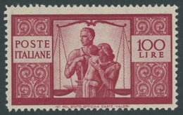 ITALIEN 704A **, 1946, 100 L. Dunkelkarmin, Gezähnt K 14, Pracht, Mi. 500.- - Ohne Zuordnung