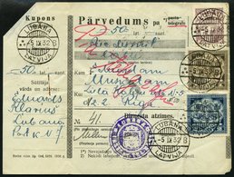 LETTLAND 96,98/9 BRIEF, 1932, 40 S., 1 Und 2 L. Staatswappen Auf Geldanweisung Mit Kupon Aus LUBANA, Feinst - Lettonie